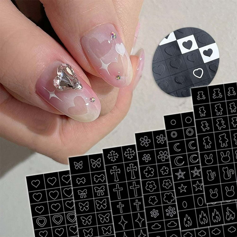 Flower Stamping Nail Art Sticker Hollow Templates Airbrush