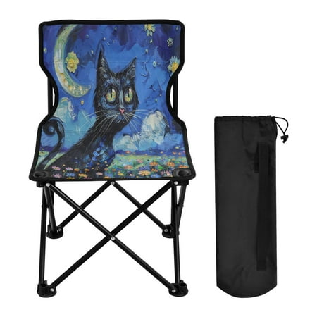 YAZAOO Camping Chairs Modern Moonlit Kitty Dreams Pattern Folding chair
