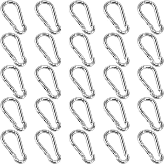 of 25 40 x 4 mm carabiner hooks, carabiner key chain, small fire brigade carabiner hook, carabiner with snap hook for backpack, dog leash, camping, fishing, traveling