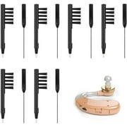 12Pcs Hearing Aid Cleaning Brush Hearing Aid Cleaner Hearing Aid Cleaning Kits Hearing Aid Cleaning Wire for Sound Tubes in Cleaning Hearing Aids (Black)