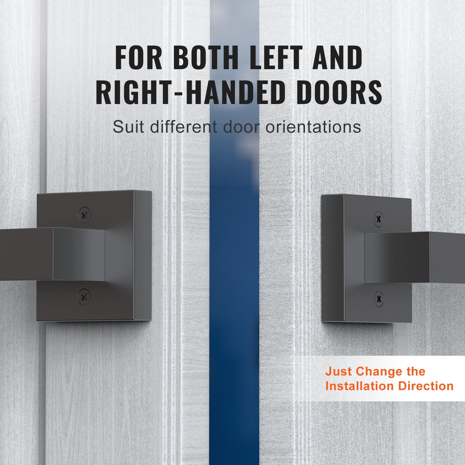 BENTISM Dummy Lever Door Handle Pack of 2 Slim Square Non-Turning Single Side Pull Only Lever Set Heavy Duty for Closet or French Doors, Matte Black
