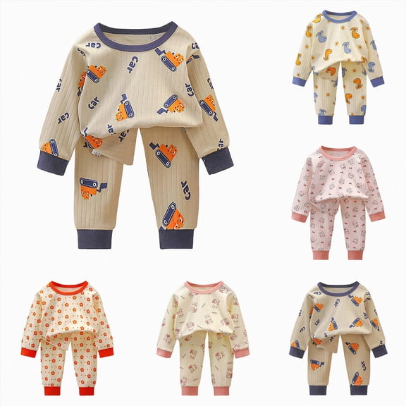 Gubotare Boys Pajamas 100% Cotton Truck Pjs Toddler 2 Piece Sleepwear Kids Winter Clothes Set 3t-10t Red,Size 6-7 Years