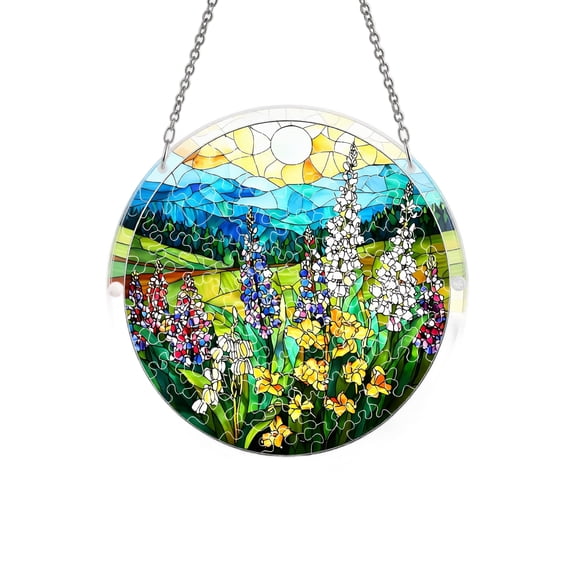 StlyGar 7.4 Inches Wildflower Puzzle Suncatcher, Sun Catcher Puzzle Gift for Women