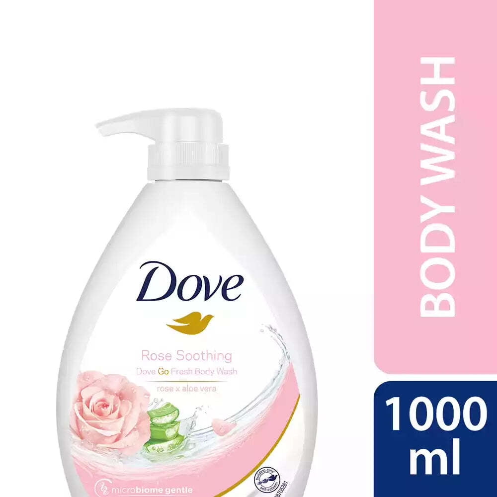 Dove Body Wash, Rose Soothing Rose and Aloe Vera Scent, 33.8 Ounce Pump Bottle-Pack of 2