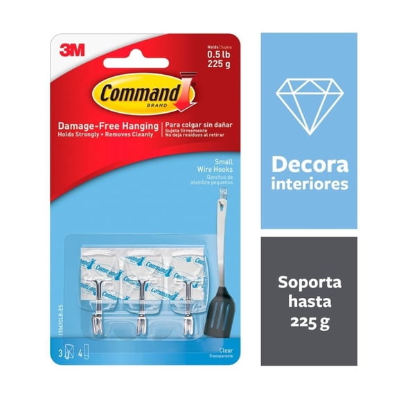 Ganchos 3M Command Multiusos Pequeños con Alambre Transparentes