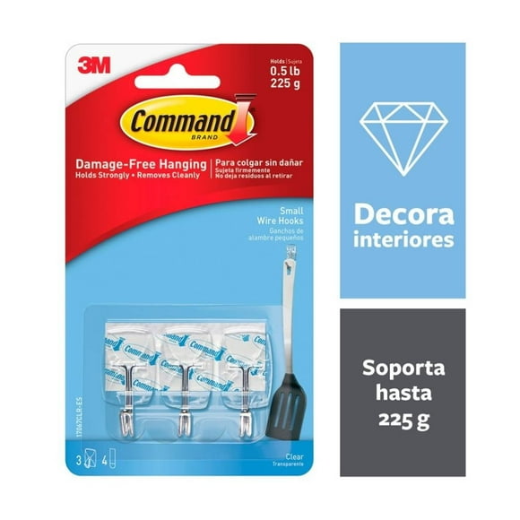 Ganchos 3M Command Multiusos Pequeños con Alambre Transparentes