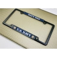 thumbnail image 5 of [Officially Licensed Product] - U.S. Navy Dad with Eagle, Anchor Logo - Domed Custom-Made Personalized Narrow (Thin) Top 4 Hole Metal Car License Plate Frame with Free caps - Black (Qty: 1 Frame), 5 of 7