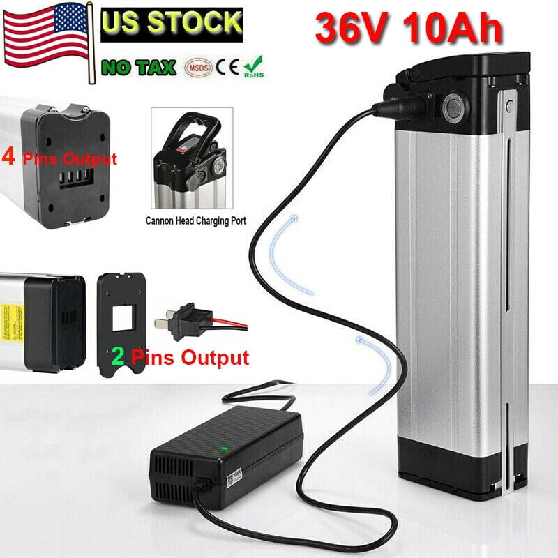 36V 10Ah 350W Cannon Head Li-ion E-bike Battery for Electric Bicycle Silver Fish 