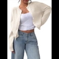 thumbnail image 2 of Suéter Tipo Cárdigan Corto de Larga con Botones y Cuello Redondo para Mujer, Ropa de Punto . Albaricoque Beige L, 2 of 9