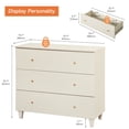 thumbnail image 2 of Bedroom Dresser with 3 Drawers, Mid-Century Modern Small Dresser, Beige Wood Chest of Drawers with Solid Wood Legs, 36", 2 of 5