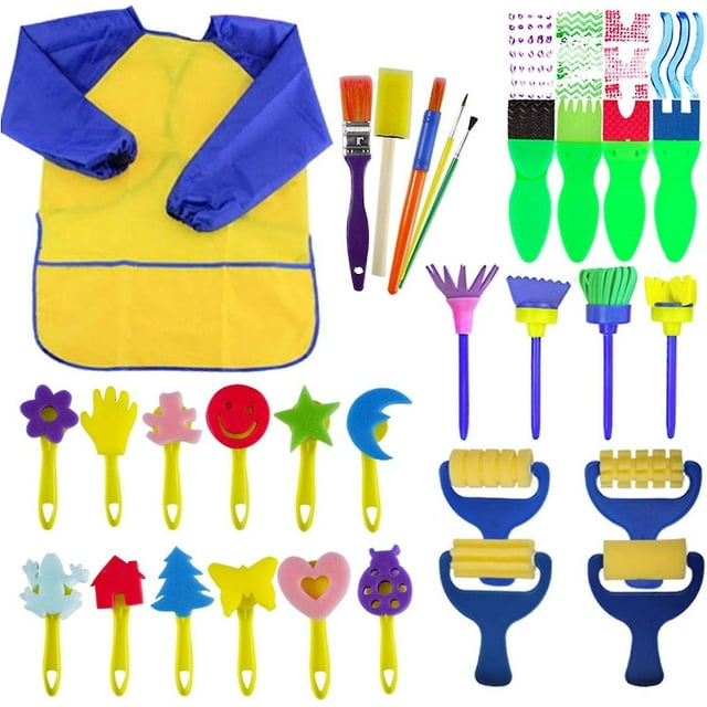 Esponjas de pintura para niños, 29 divertidos pinceles y sellos de esponja para pintar.