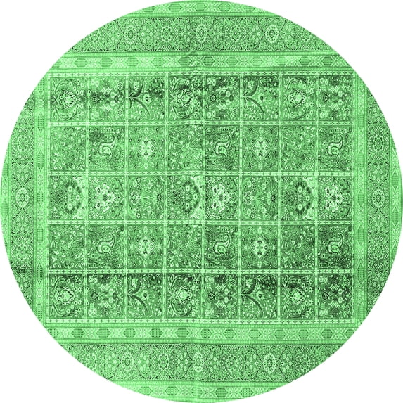 Ahgly Company Indoor Round Persian Emerald Green Traditional Area Rugs, 5' Round