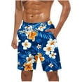 thumbnail image 2 of ZRGHAOYLQ Big and Tall Beach Shorts Trendy Hawaiian Floral Printed Shorts Comfy Boarding Short Pants Lightweight Breathable Surfing Shorts Men Drawstring Casual Sport Pants with Pockets, 2 of 5