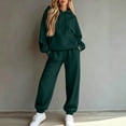 thumbnail image 3 of WULMLEO 2 Piece Sets for Women Matching Hooded Sweatshirts and Wide Leg Pants Oversized Sweatsuit Outfits Casual Loungewear Vacation Tracksuit Set Dark Green XL, 3 of 7