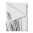 thumbnail image 2 of Black and White Soft Flannel Fleece Blanket, Silhouette of Bushes Wild Plants Wheat Field Twiggy Herbs Seasonal Picture, Cozy Plush for Indoor and Outdoor Use, 50" x 70", White Black, by Ambesonne, 2 of 5