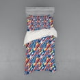 thumbnail image 2 of Colorful Duvet Cover Set, Diagonal Geometric Shapes Pattern with Stripes Dots Squares Abstract Composition, Bedding Set with Shams and Fitted Sheet, 3 Sizes, by Ambesonne, 2 of 3