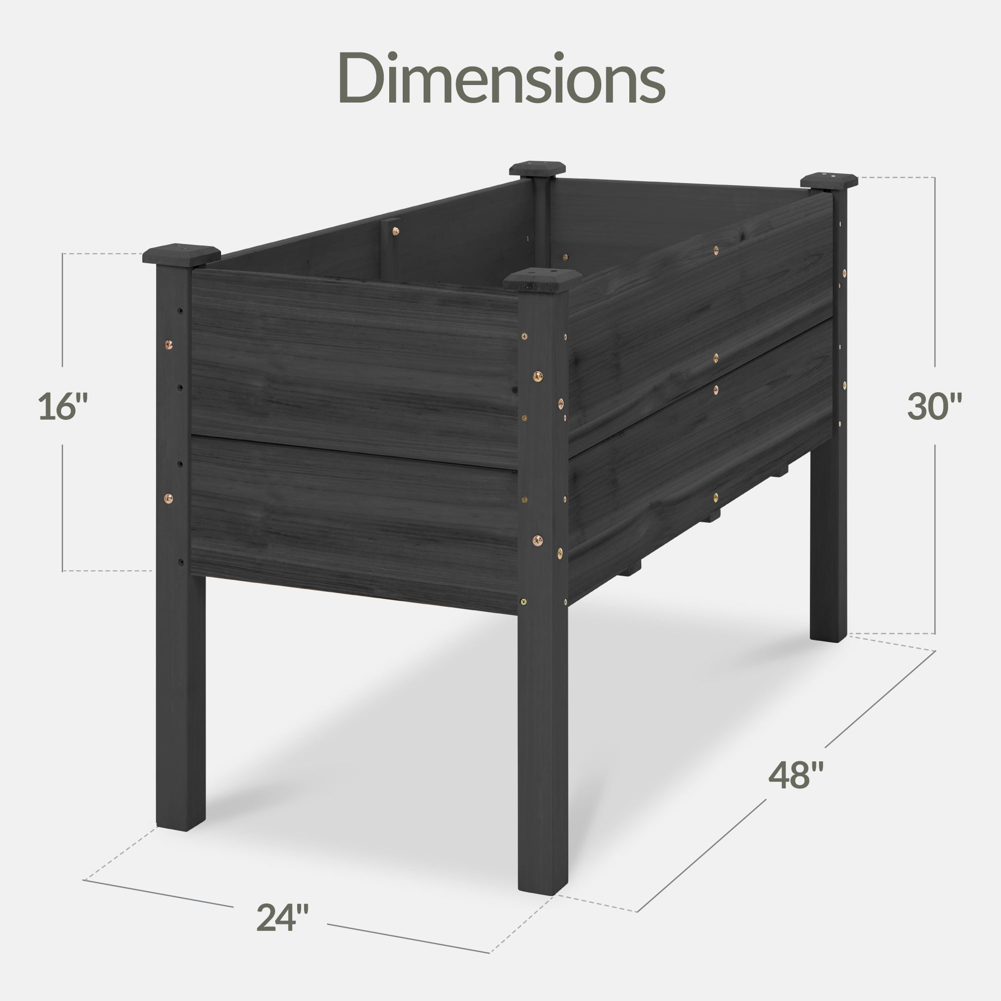 Best Choice Products 48" x 24" x 30" Raised Garden Bed, Extra Deep 16" Depth, Elevated Wood Planter Stand - Black