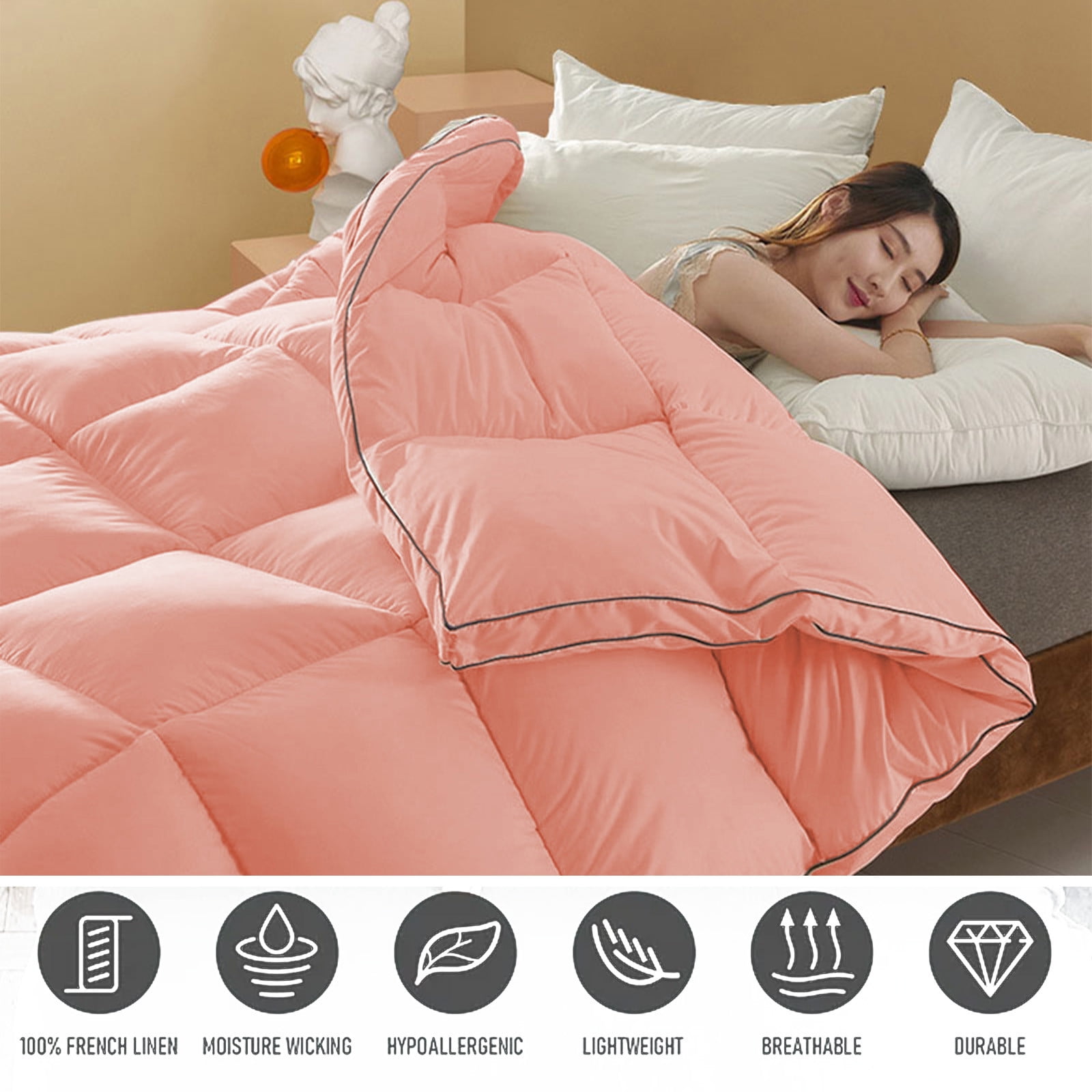 Machine Washable Lightweight Quilt for All-Season Comfort, Cotton-Spandex Blend, Size 200x150cm, Breathable for Air-Conditioned Rooms