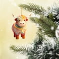 thumbnail image 2 of Christmas Ornaments Highland Cow Decor Christmas Tree Decorations Cute Acrylic Cow Pendants Cartoon Cow Decorative, 2 of 6