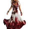 thumbnail image 2 of Ynynloco Halloween Women's Flowy A-Line Long Dress Short Sleeve Rose Decor Maxi Dress for Funny Party Cosplay Costume, 2 of 4