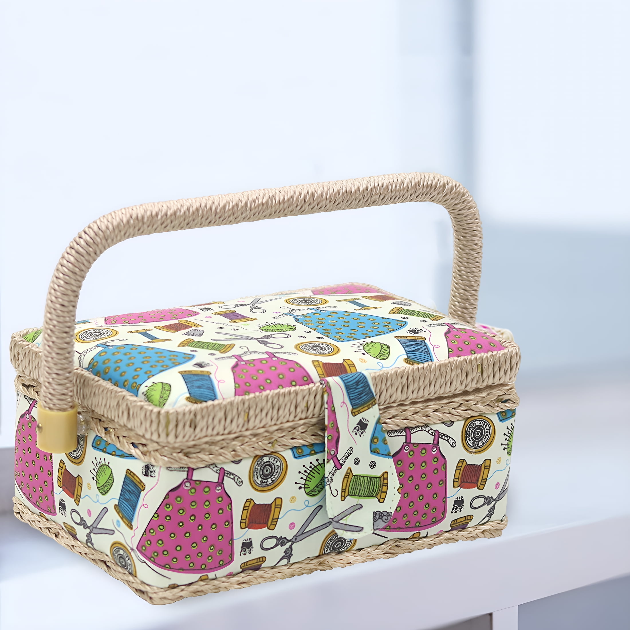 XIBUFE Sewing Basket,Thread Organizer,Portable Sewing Kit for Home Craft Supplies