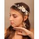 thumbnail image 3 of Elegante flor de perlas de cristal para novia, diadema de perlas para mujer, tocado nupcial (dorado) para boda, fiesta, graduación, 3 of 5