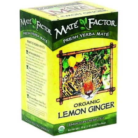 Mate facteur Yerba Mate organique citron et au gingembre 20 sachets de thé