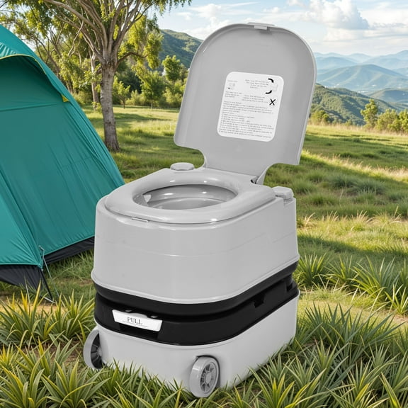 DEXTRUS 5.28-gal Camping Portable Toilet with Wheels & Level Indicator, Porta Potty RV Toilet