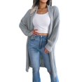 thumbnail image 1 of Ladies Cardigan Long Line Knitted Chunky Balloon Sleeve Open Front Sweater, 1 of 8