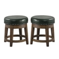 thumbnail image 3 of Poundex F1867 18 in. Round Swivel Stool in Olive Green Faux Leather - Set of 2, 3 of 3