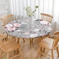 thumbnail image 3 of Soft polyester round table cover with elastic hem and floral design, fits 44-52 inch round tables, extra-large size, 3 of 7