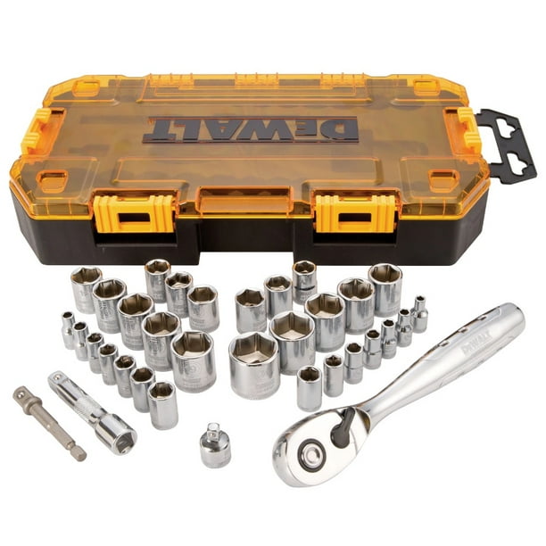 DeWalt 34 PC. 1/4 IN. and 3/8 IN. Drive Socket Set