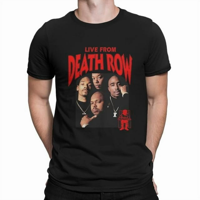 Camiseta con estampado de discos de Death Row, 100 % algodón, cuello redondo, termotransferencia, manga corta, informal, holgada, ideal para uso diario | Camiseta con estampado llamativo | Camiseta de