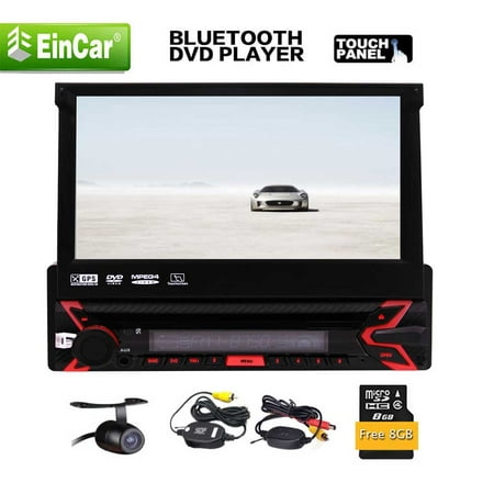 Newest Windows CE System 7 inch Single Din Digital Touch Screen Head Unit Car DVD Player Bluetooth Car Stereo + Wireless Rearview Camera + Remote Control + Free 8GB GPS (Best Flv Player For Windows 7)
