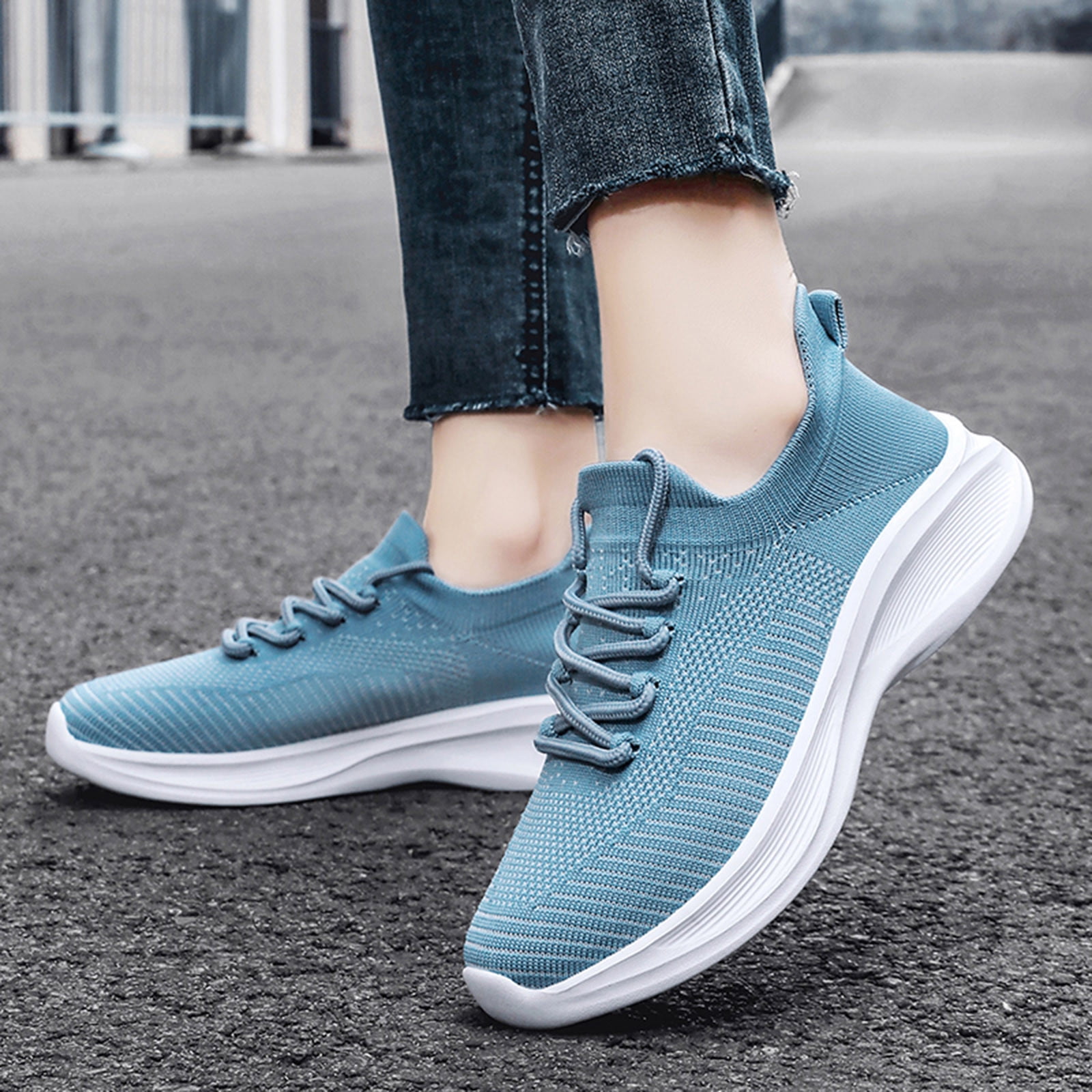 adviicd Womens Walking Sneakers Walking Shoes Womens Slip on Walking Sneakers Lightweight Blue 42
