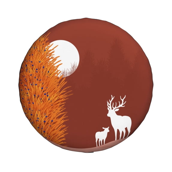 15'' Red Night Forest Tire Cover, Universal Spare Wheel Covers, Dust-Proof, Water-Proof, Sun-Proof and Corrosion-Proof