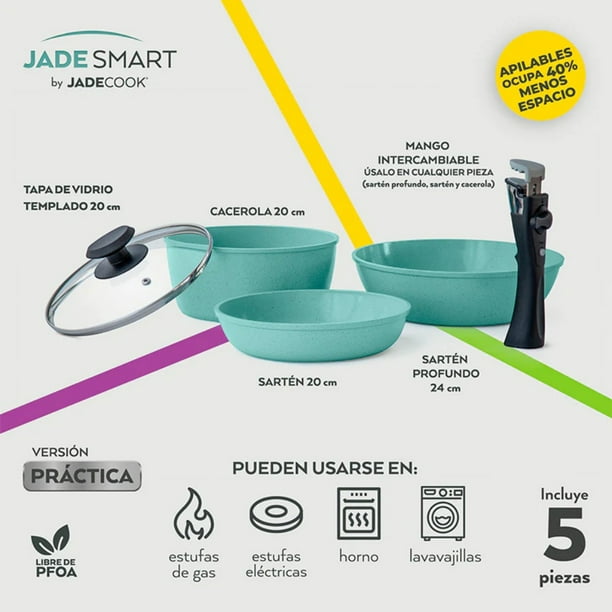 BATERIA DE COCINA PREMIUM JADE COOK 20 PZ CON 5 CUCHILLOS PROFESIONALES JADE COOK C0192 75 Walmart en linea