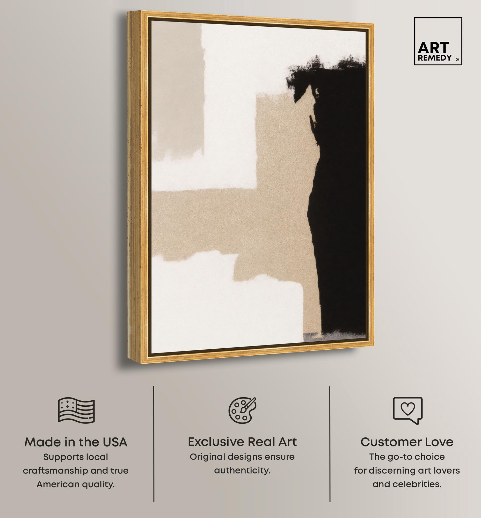 Earth and Ink III Canvas Neutral Wall Decor by Art Remedy, Gold Frame, 36 x 54