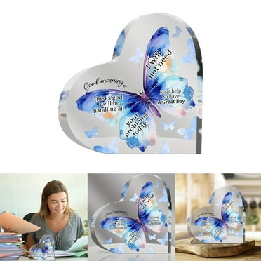 Acrylic Heart Gifts for Women Appreciation Gift Butterflies Inspirational Desk Decor Engraved Keepsake Tables Centerpiece Thank You Gift Birthday Christmas Gift Present