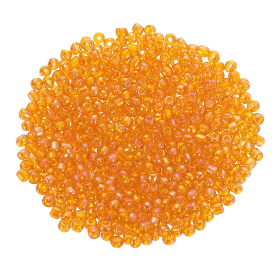 1600Pcs Glass Seed Beads, 4mm 6/0 Loose Mini Beads with Hole, Bulk Craft Spacer for Jewelry Making, Orange AB