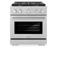 thumbnail image 2 of ZLINE 30 in. 4.2 cu. ft. Paramount Dual Fuel Range with Gas Cooktop and Electric Convection Oven in DuraSnow Stainless Steel with 4 Brass Burners (SDRS-BR-30), 2 of 2