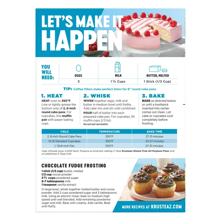 3 pack) Krusteaz Gluten Free Yellow Cake Mix, 18 oz - Walmart.com