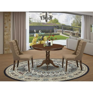 East West Furniture Hartland 3-piece Wood Dining Set in Mahogany/Light Sable