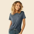 thumbnail image 4 of Dalix Smile Face Embroidered Soft Cotton Short Sleeve T Shirt Womens in Vintage Navy S Small, 4 of 5