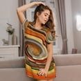 thumbnail image 3 of Kdxio Colorful Swirl Pattern Womens Short Sleeve Sleepshirt Scoopneck Cute Nightdress Ruffle Comfy Nightgown, 3 of 6