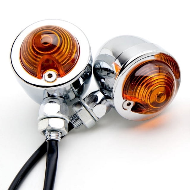 Krator Motorcycle 2 pcs Chrome Amber Turn Signals Lights Compatible with Harley Davidson Softail Fat Boy FLSTF