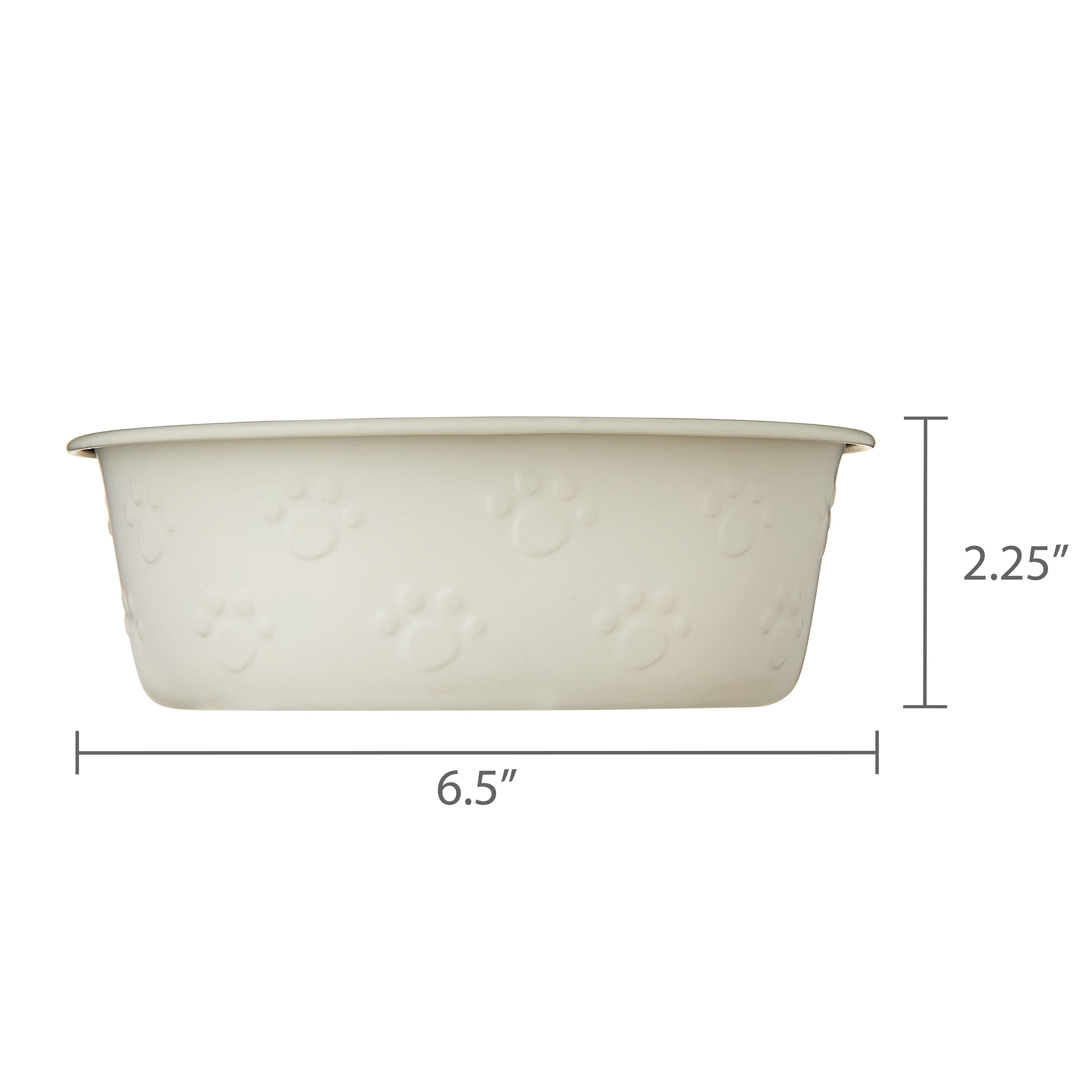 Vibrant Life Medium Stainless Steel Embossed Dog Bowl, Off-White Paws