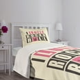 thumbnail image 5 of Ambesonne Rock Music Quilted Bedspread Set 2 Pcs, Retro Slogan Grunge, Twin Size, Charcoal Grey Beige Pink, 5 of 6