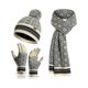 thumbnail image 1 of wonima44 Womens Winter Beanie Hat Long Scarf and Touchscreen Gloves 3Pieces Fleece Lined Skull Caps with Pompom Neck Scarves Set, 1 of 1