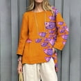 thumbnail image 3 of Shirts for Women Baseball Art Print Casual 3/4 Sleeve T Shirts Round Neck Cotton Shirt, 3 of 3